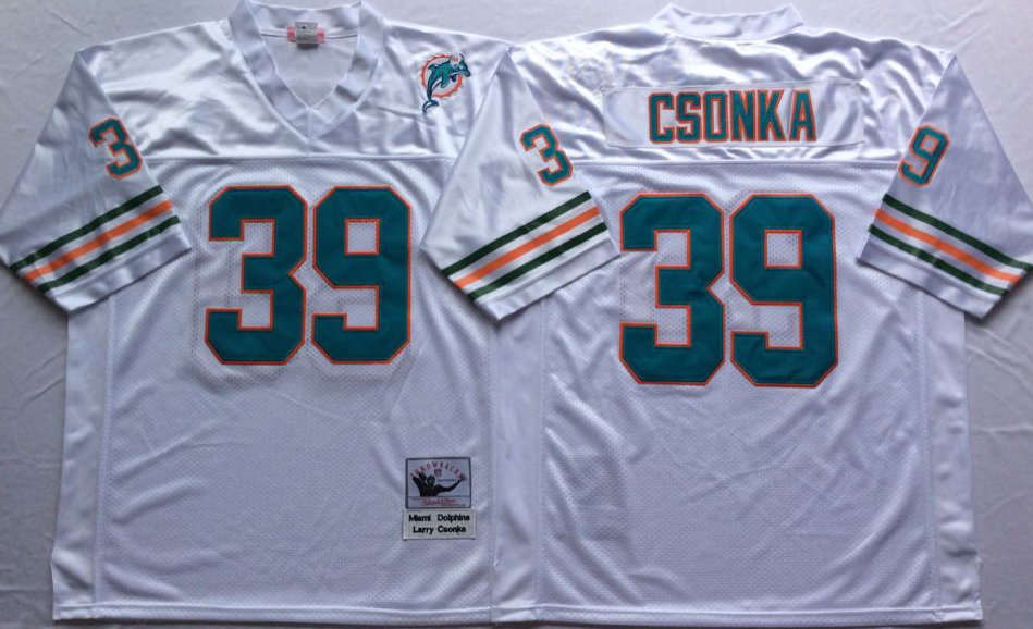 Men NFL Miami Dolphins 39 Csonka white Mitchell Ness jerseys
